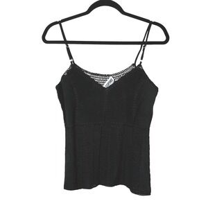 Vintage Passport Womens Leather Crochet‎ Babydoll Tank Size L Whimsigoth Grunge